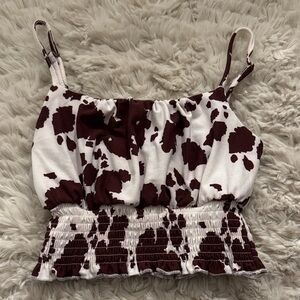 Rue21 Brown and White Cow Print Crop Top
